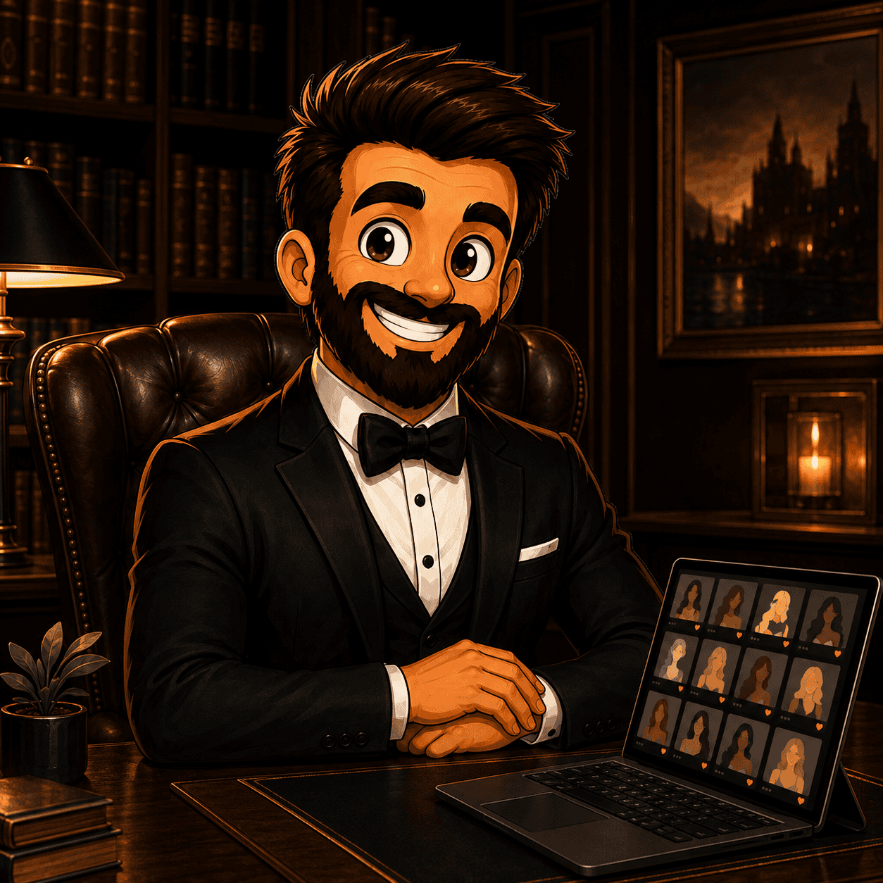 Respectful Daddy using a live videochat site with calm confidence